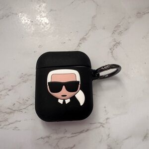 Karl Lagerfeld Black AirPods Case with Iconic Graphic